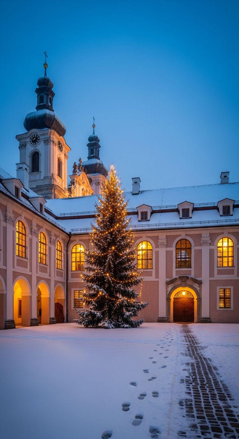 Innenhof zur blauen Stunde