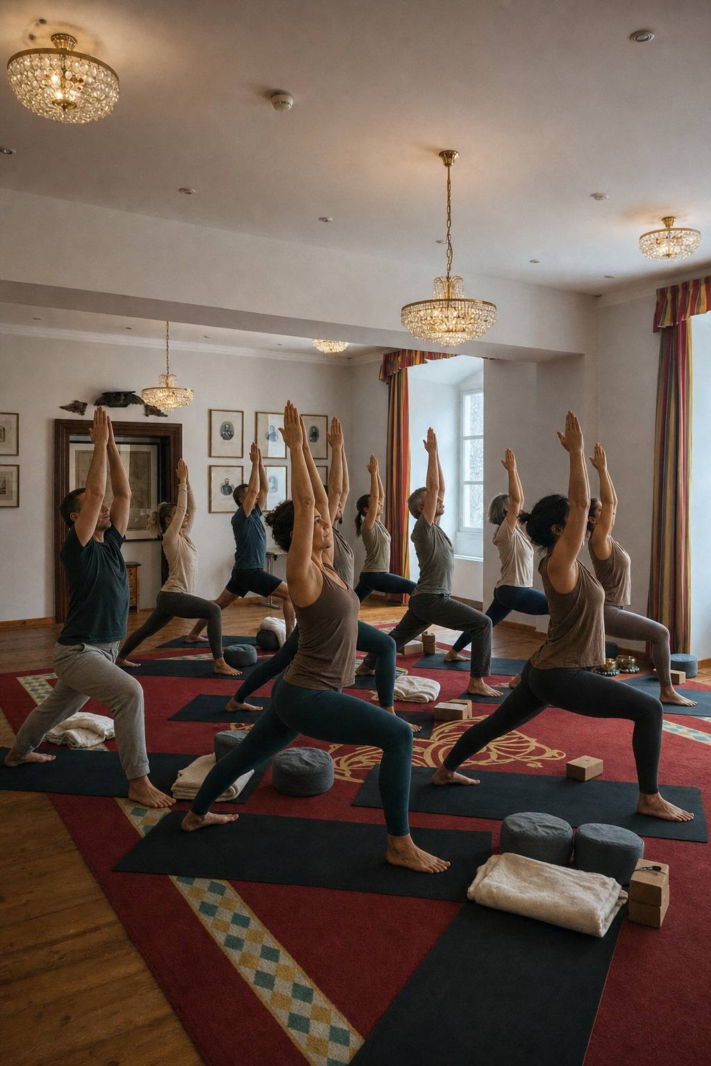 Yoga-Gruppe im Kaminsaal